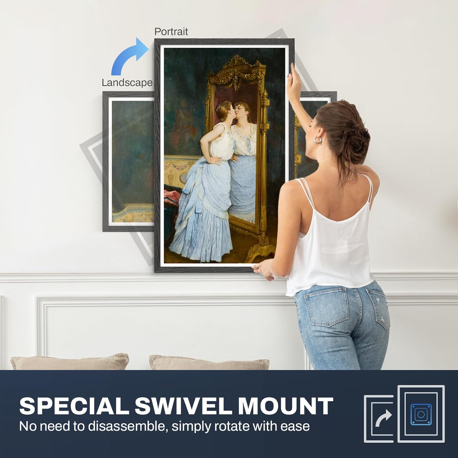 32 Inch FHD Extra Large Digital Picture Frame Touchscreen, 64GB FHD IPS WiFi Digital Photo Frame Remote, Share Photo/Video via Apps, Email, Auto-Rotate, Black Wood Pattern