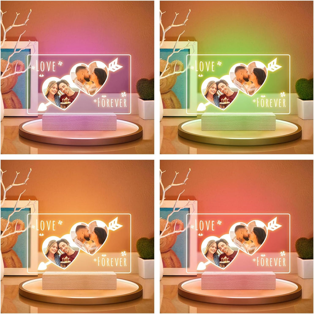 Custom Picture Frames with Photo, Personalized Photo Frame with Night Light, Customized Picture Frame, Personalized Valentines Day Gifts for Her & Him