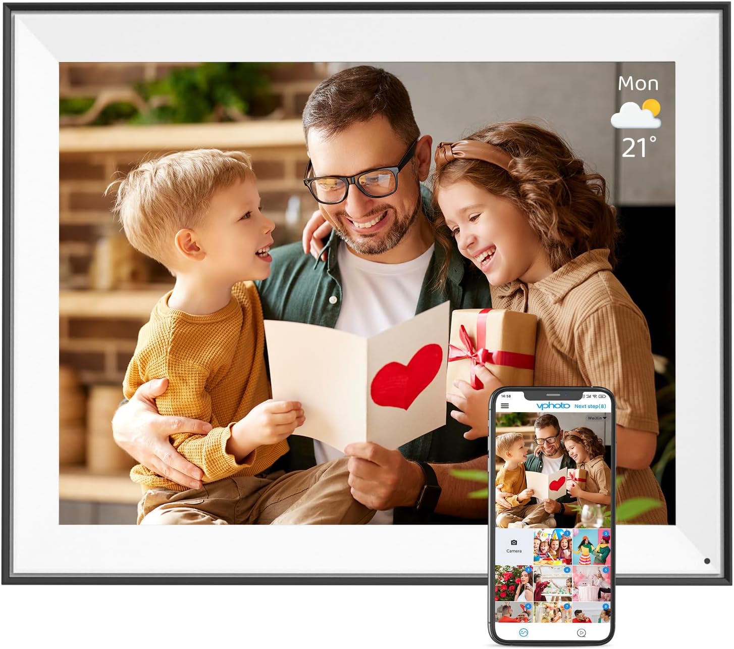 Large Digital Photo Frame 16.2"-Digital-Picture-Frame - 32GB Dual-WiFi Digital Frame, No Touch Screen, Slideshow, Load Photo Video from Phone via APP Email, Free Cloud Storage, Gift for Mom Dad