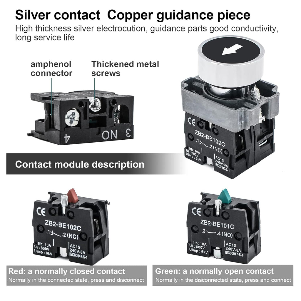 IP67 Button Switch Outdoor Waterproof Box 2 Push Button White Up Black Down Button with Protective Cover Anti-misoperation Switch(AC/DC 6A-110V/3A-240V/2.5A-380V)