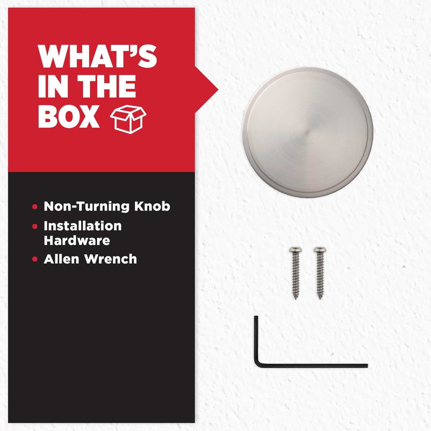 Kwikset Pismo Dummy Door Knob, Single Sided Handle for Closets, French Double Doors, and Pantry, Satin Nickel Non-Turning Interior Push/Pull Door Knob, with Microban Protection