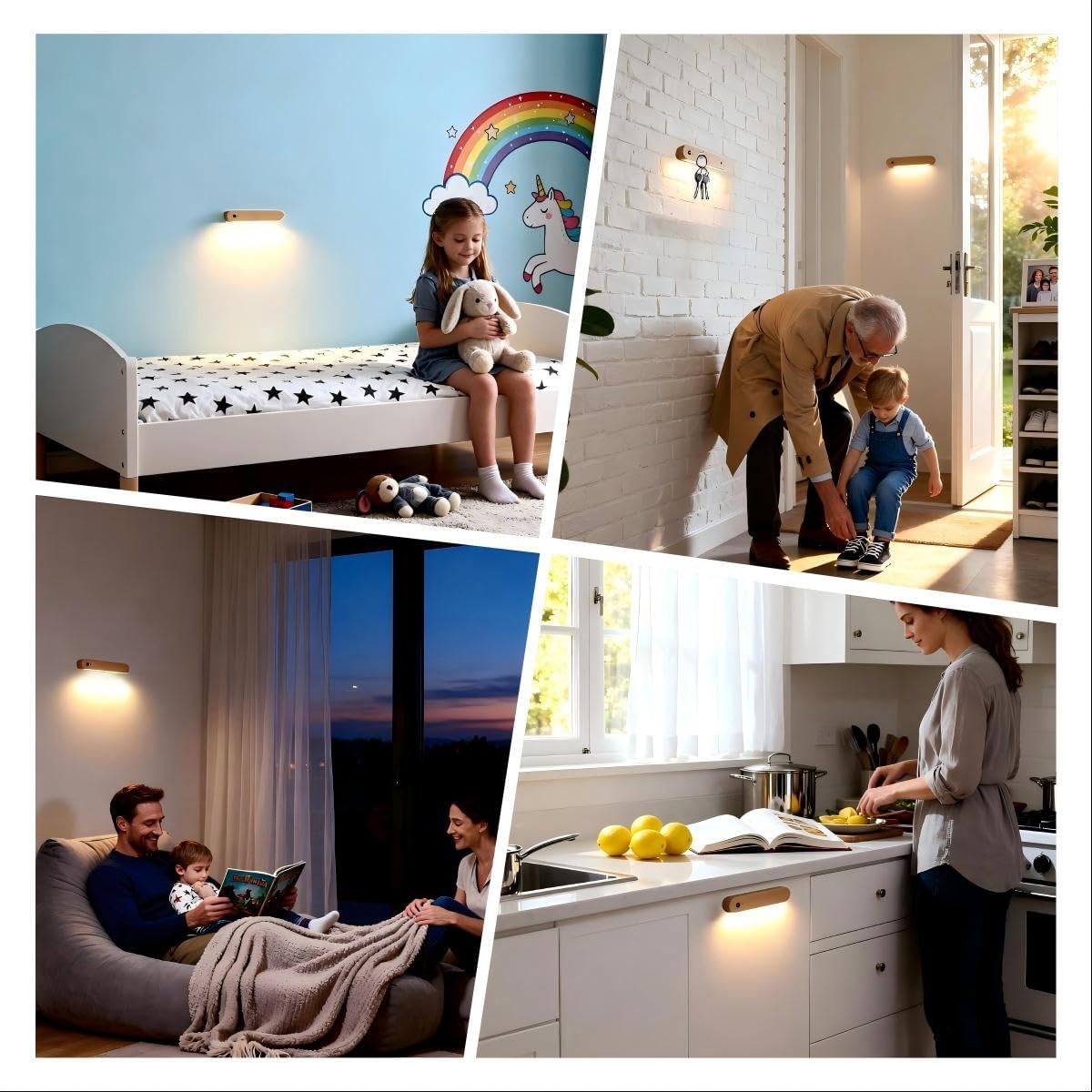 LED Motion Sensor Night Light Battery Operated Wall Light-USB Rechargeable Magnetic Light with Warm White Light for Kids Room Bathroom Cabinet Closet Hallway Comes