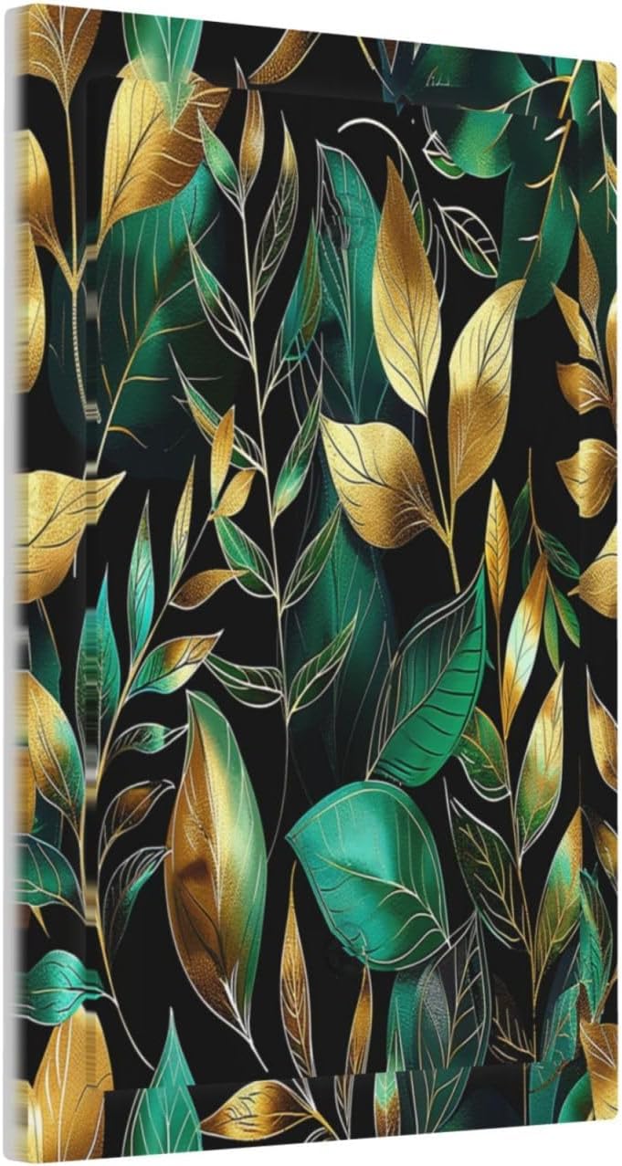 Light Switch Cover Plate Vintage Dark Green Vine Leaf Golden Plants 1 Gang No Device Blank Electrical Wall Plates Faceplate Decorative Switch Plate for Bed Room Cabin Decor