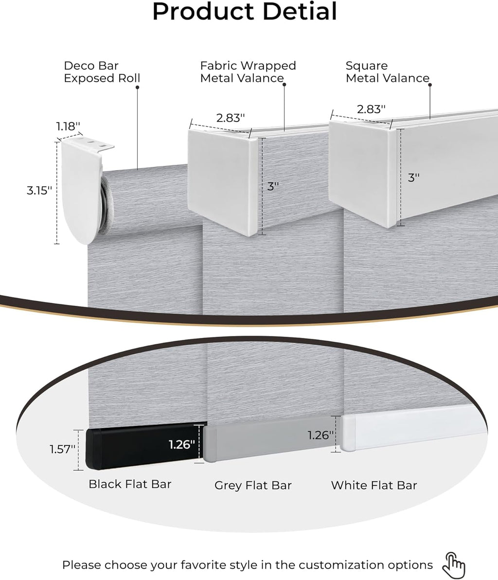 Motorized Roller Shade with Remote Control, 100% Blackout Electric 21-98” Width Blinds for Windows with Via Hub Alexa Google Home, Rechargeable Smart Automatic Customized Size（Texture-Grey）