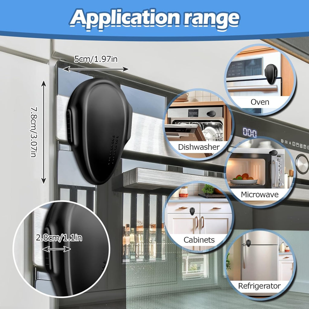 Oven Lock Child Safety (2Pack), Childproof Oven Door Lock, MCOTOP Oven Safety Lock, Heat-Resistant Material no Tools Need or Drill, Oven Door Lock Child Safety Easy to Install (Black)