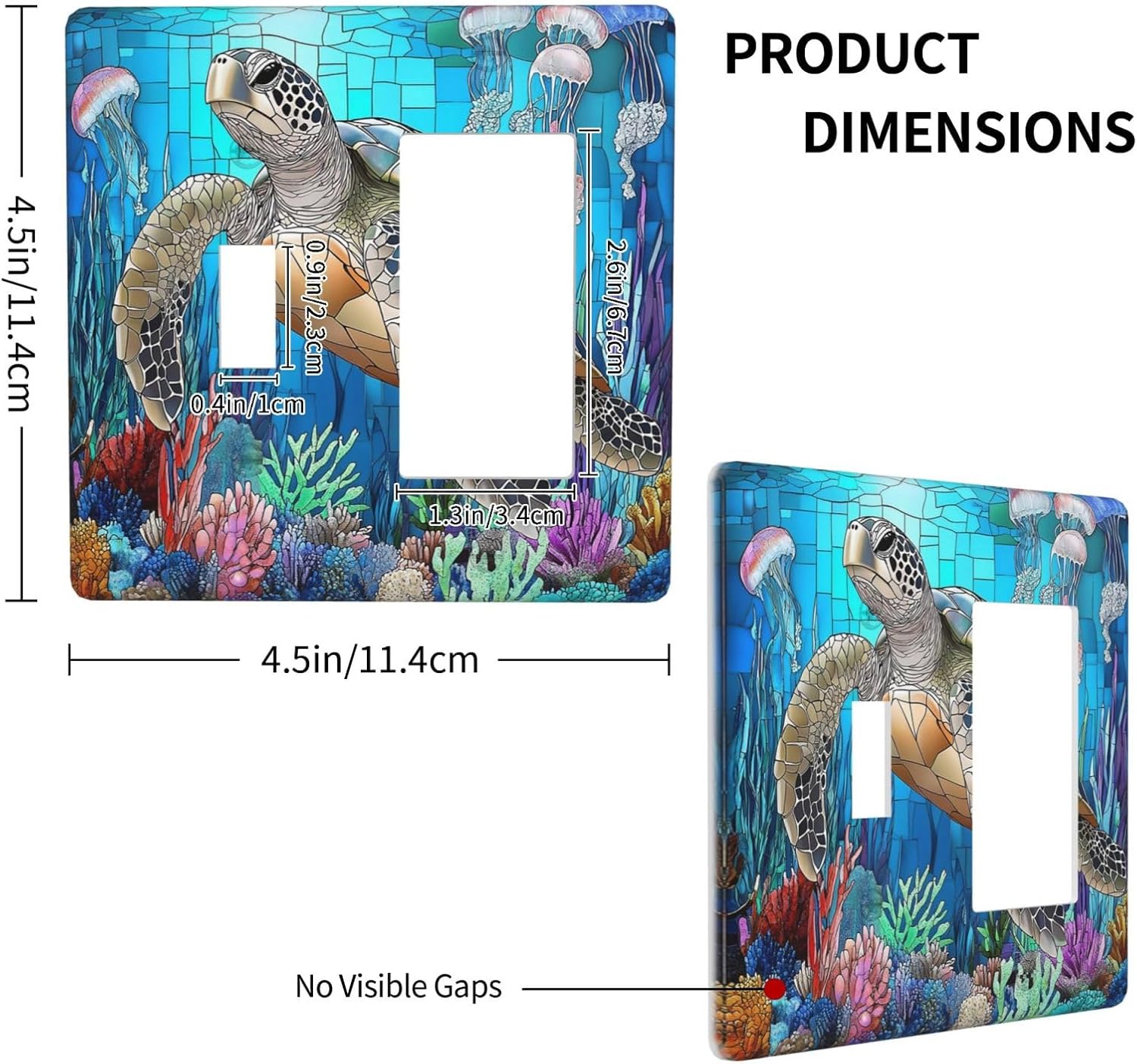 Outlet Covers Nautical Sea Turtle Coral Jellyfish 1 Toggle 1 Rocker Combination Decorative Wall Plate Electrical Switch Plates Light Switch Cover Plate For Kids Room Nursery Decor
