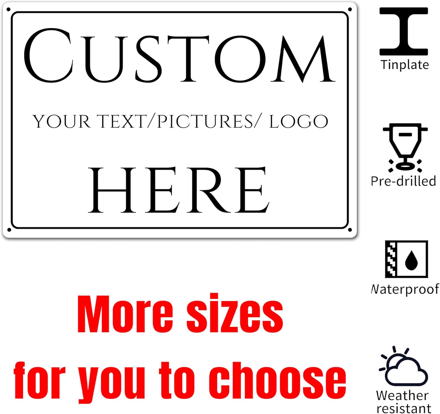 Custom Sign, Custom Metal Signs Personalized，Aluminum Weatherproof Metal Sign Multiple Sizes, Customize for pet store, Business, Workplace, office, Home, Delivery Signs(16 * 12 Inch)