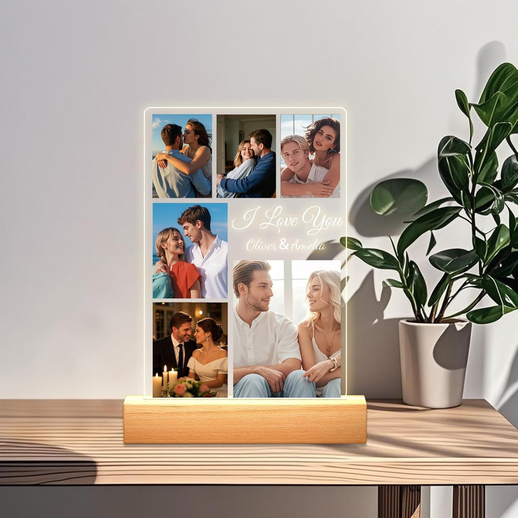 Custom Picture Frames - Customizable Decorative Sign with Photo & Song Option - Ideal Gift for Couples, Mothers Day, Boyfriend & Girlfriend (Love Mom)