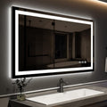 ROOMTEC 42x30 Inch Led Mirror for Bathroom,Backlit Lighted,Anti-Fog, Dimmable, Vertical & Horizontal Mount (Square-42 * 30",Frosted), Silver