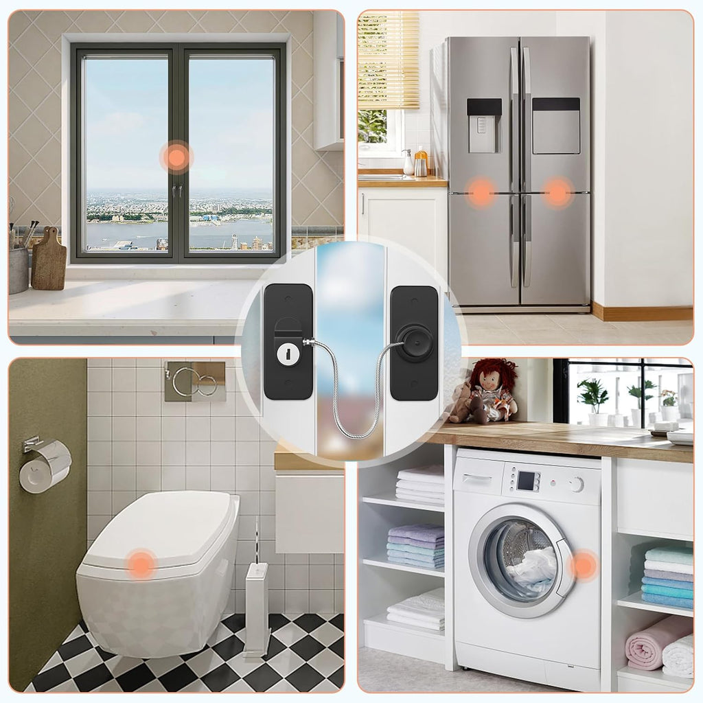 AOSITE Mini Fridge Locks for Kids No Drill Refrigerator Locks for Adults Cupboard Lock Child Safety Locks for Cabinets Drawer Locks Freezer Lock Baby Proofing (Black, 2)