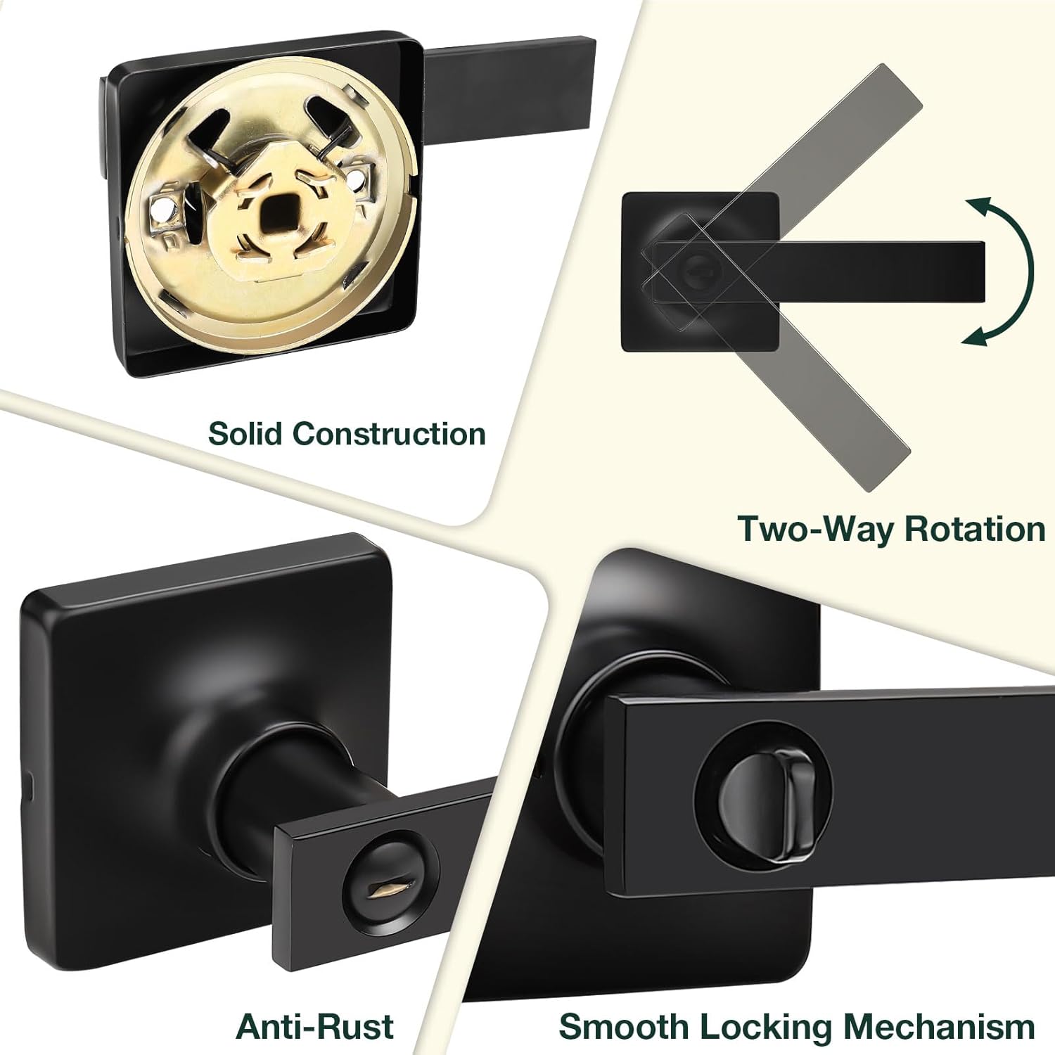 GOBEKOR 2 Pack Black Door Handles,Privacy Bedroom Door Levers with Lock,Matte Black