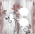 Wallplates Pink White Daisy Butterfly Wood Grain 1 Toggle 1 Duplex Switch Plate Electrical GFCI Faceplate Decorative Light Switch Covers for Farmhouse Bathroom Decor