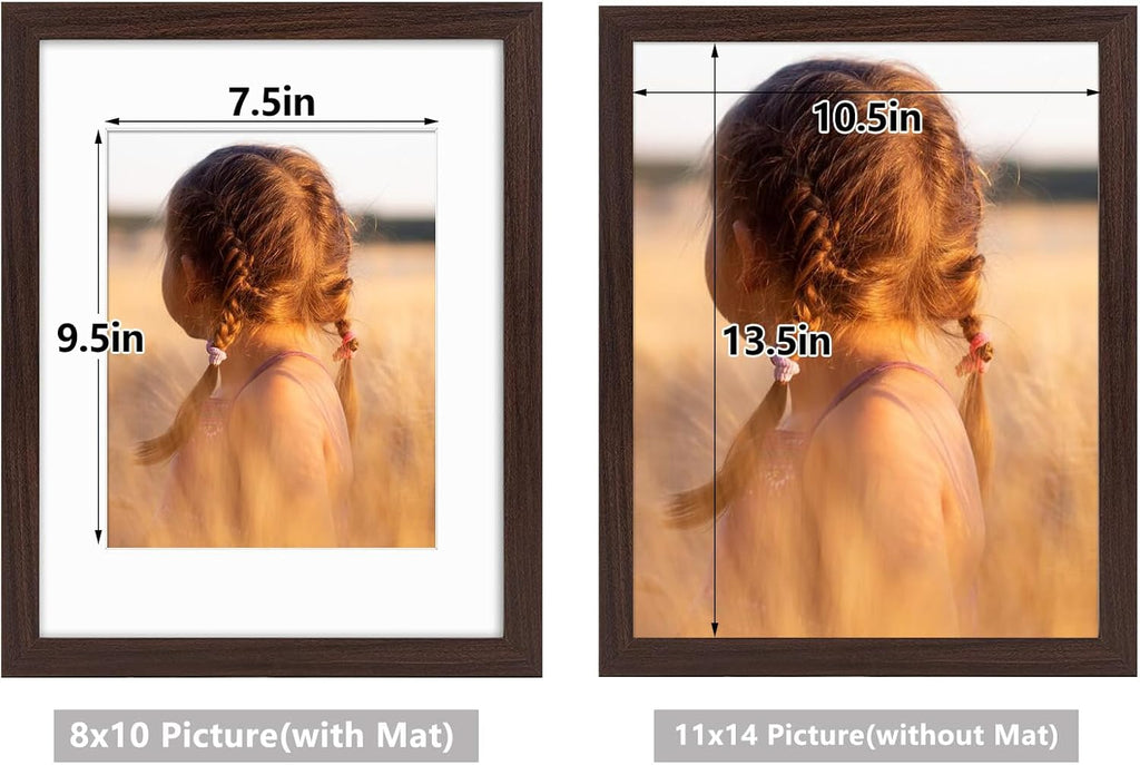 Golden State Art, 11x14 Picture Frame with Mat for 8x10 - High Definition Glass Wall Mounting Horizontal Vertical Display (Brown, 1 Pack)