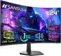 SANSUI Curved Monitor 24 inch 100Hz USB Type-C Computer Monitor with Built-in Speakers- MPRT 1ms,Adaptive Sync,HDR,1500R,VESA 75x75mm Compatible, for Home and Office(ES-24C1)