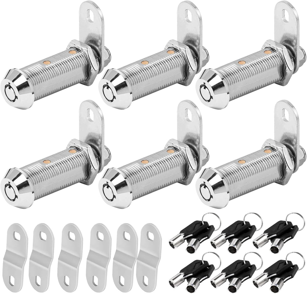 Cam Locks RV Storage Keyed Alike, 1-1/2" Fits 1-1/4" Max Door Thickness, Compartment Locks for Camper Trailer Cabinet With Keys (1-1/2 Inch 6Pack)