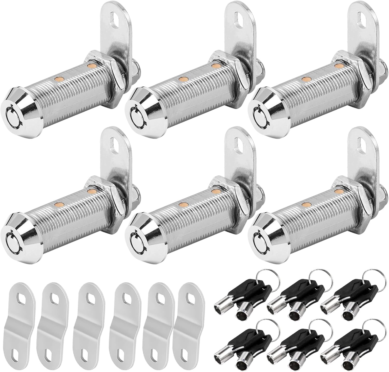 Cam Locks RV Storage Keyed Alike, 1-1/2" Fits 1-1/4" Max Door Thickness, Compartment Locks for Camper Trailer Cabinet With Keys (1-1/2 Inch 6Pack)