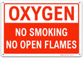 Brimar - 14 x 10" - Oxygen No Smoking No Open Flames Sign - .055″ Polyethylene Plastic - Clear Message - Easy Installation