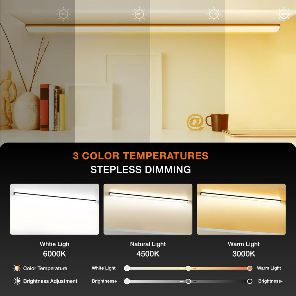 Under Cabinet Lights Remote Control, Magnetic Dimmable Closet Lights,USB Rechargeable Wireless LED Shop Light,Ceiling and Under Counter Lights for Kitchen (Black, 80CM-2 Pack)