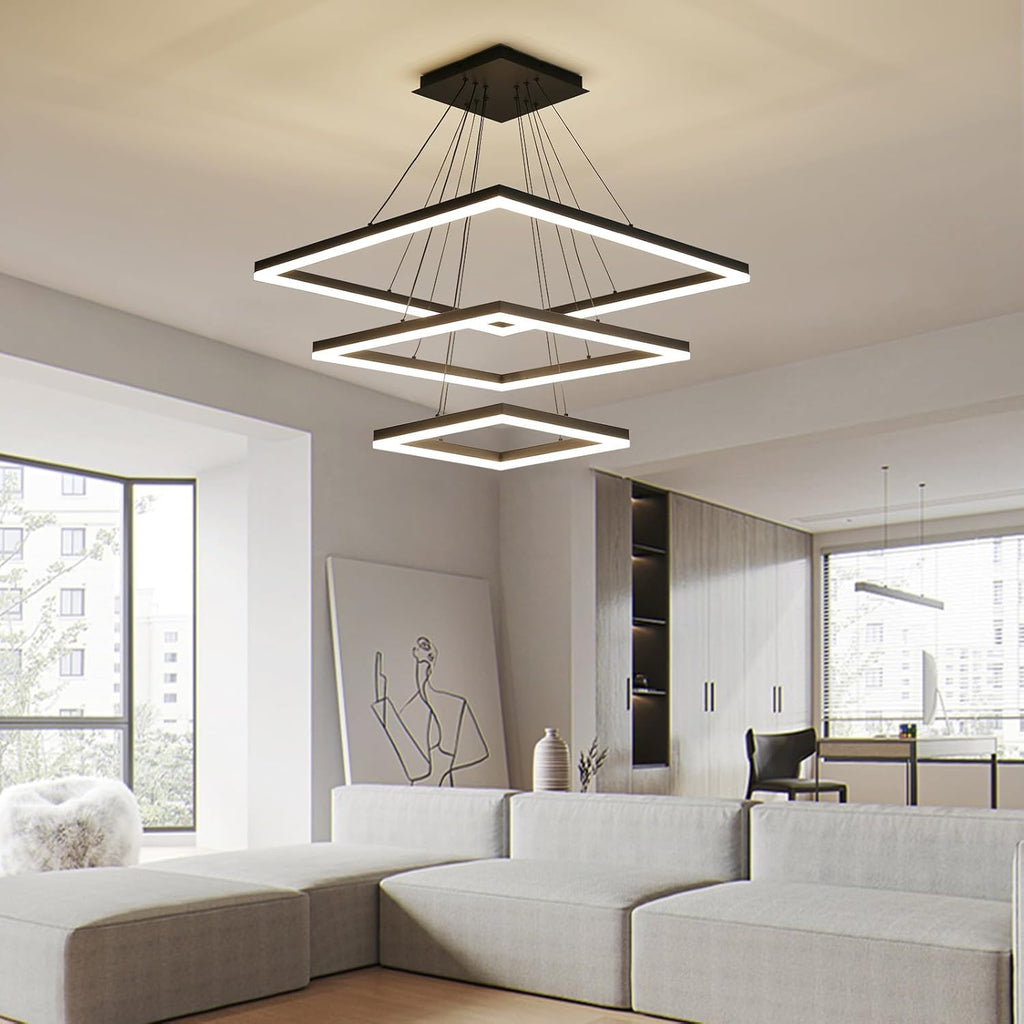 Ceiling Chandelierst, with Remote Control Dimmable 3 Color Mode & Brightness (Warm & Cool & Neutral Light) Ceiling Chandelier, Acrylic Anti-Flicker Dining Light Fixture for Kitchen
