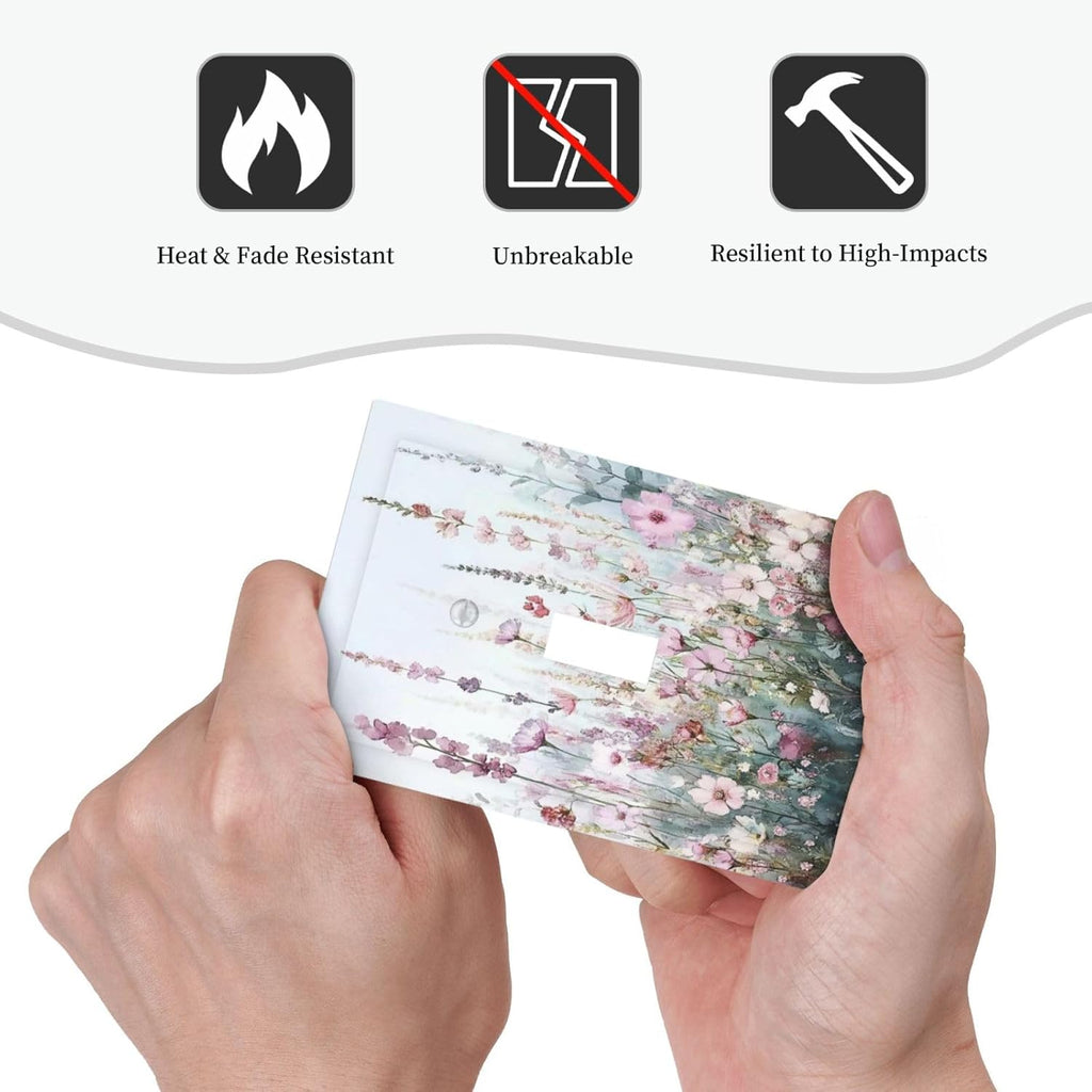 Pink Floral Watercolor Botanical Wildflowers Decorative Light Switch Cover 1 Gang Single Toggle Device Electrical Faceplate Switchplates Decorator Outlet Wall Plate For Bed Room Living Room Decor