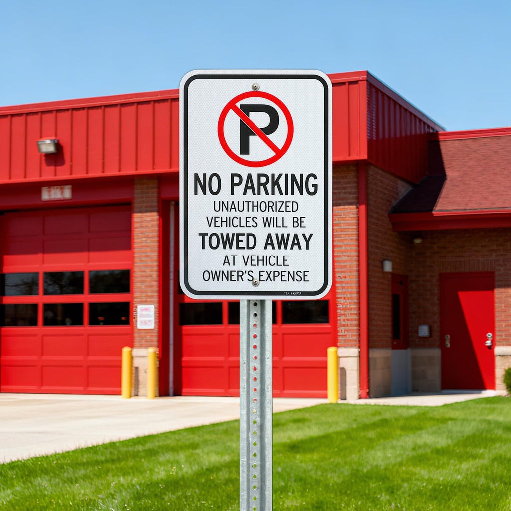 T&R (2 Pack) Large No Parking Sign Will Be Towed Away Sign, 18" x 12" Engineer Grade Reflective Sheeting, Rust Free Aluminum, Weather Resistant, Waterproof, Fade Resistant, 2 Pre-drilled Holes
