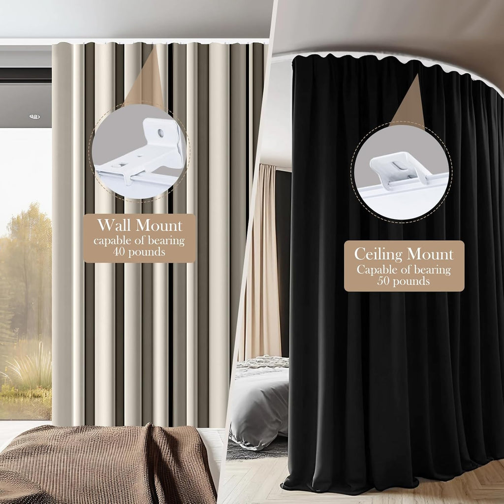 Flexible Ceiling Curtain Tracks, Ceilings Track for Curtains, Aluminum Curtains Track Ceilings Mount,Wall Mount Curtain Rail, Ceiling Curtain Rod, Sliding Curtain Tracks with Clips (White 24FT)