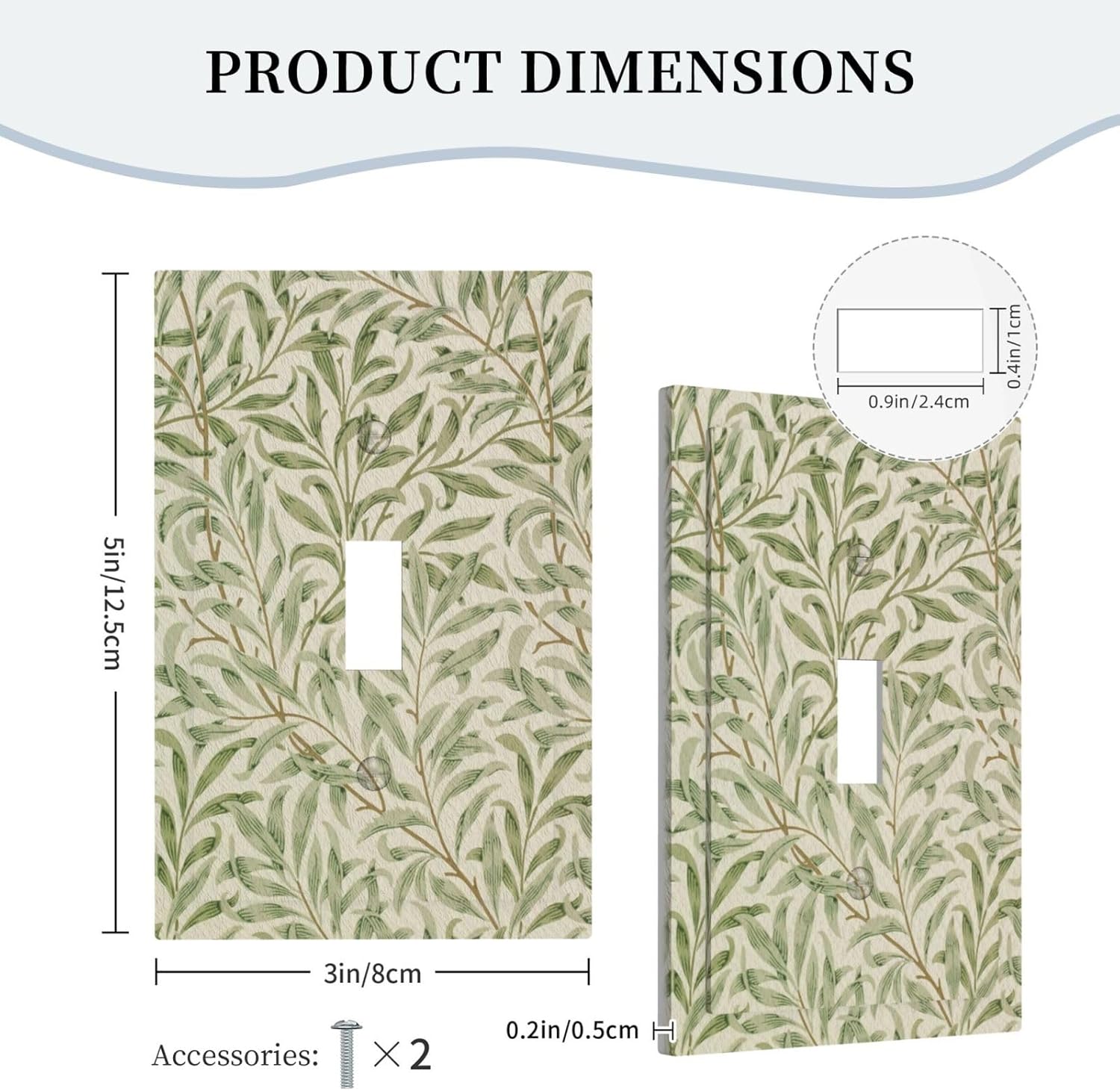 Decorative Light Switch Plate Covers Vintage Morris Willow Leaf Green Leaves 1 Gang Wall Plate Single Toggle Switch Cover Plate Jumbo Electrical Switchplate Receptacle Faceplate