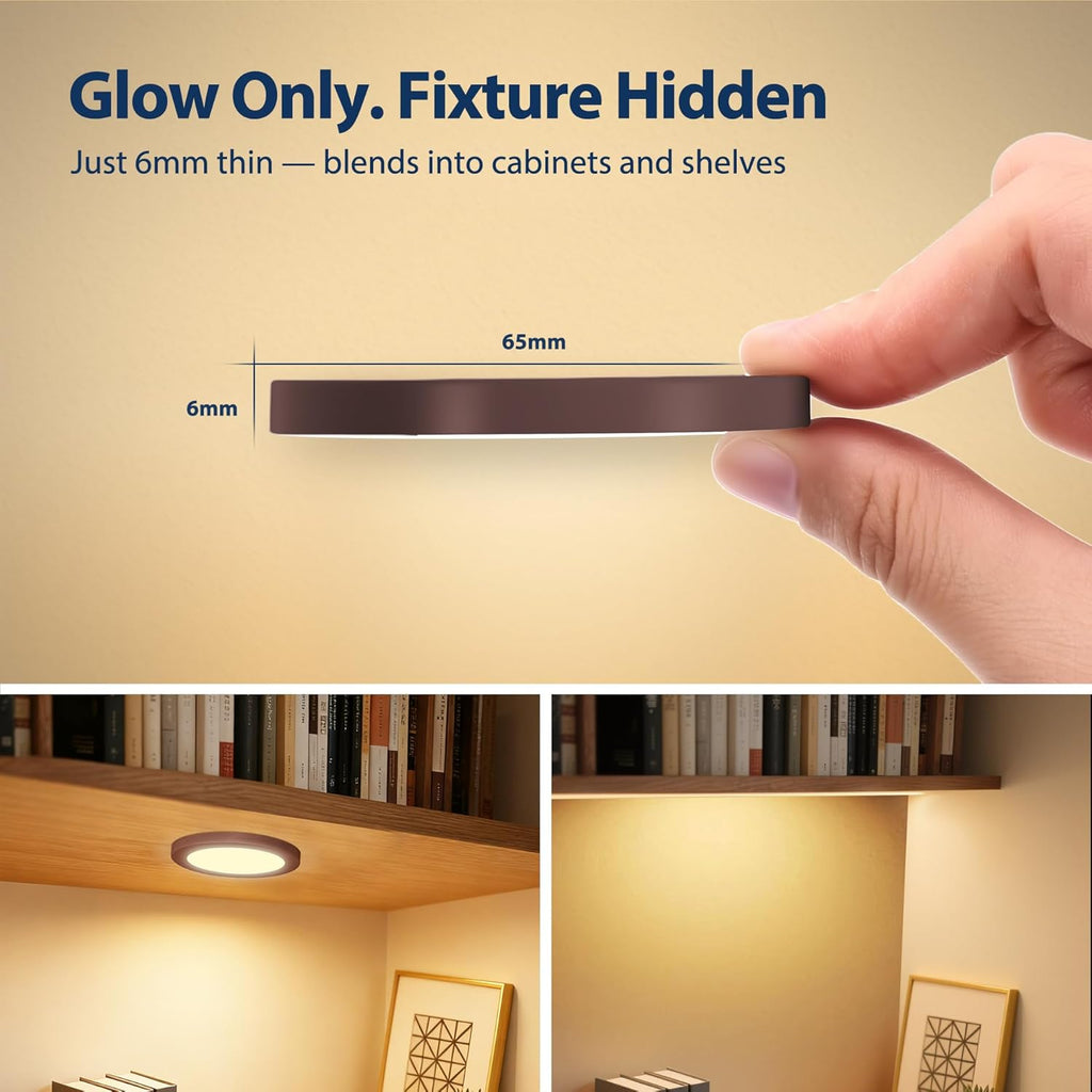 V4light LED Puck Lights, Smart Under Cabinet Lighting with Remote Control, Color Temperature Adjustable, Works with Alexa & Google Home, Plug-in Lights for Kitchen, Counter, Closet, Shelf (6 Pack)
