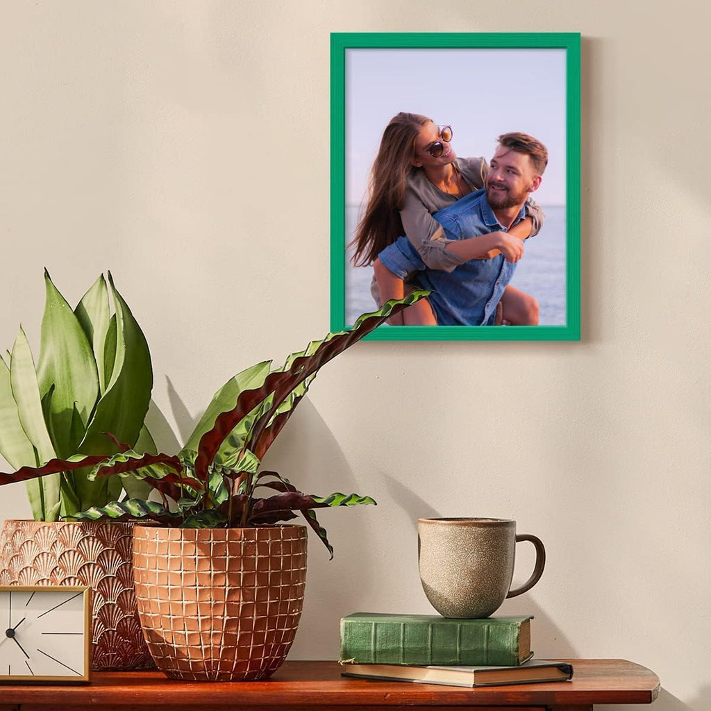 Renditions Gallery 11X14 Custom Photo Prints with Real Wood Picture Frames. Create Personalized Photos with Peel & Stick Photo Frames. Single, Green Frame