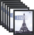 VCK 16x20 Picture Frames Black Set of 6, Wide Border Wood Poster Frame, Multi-Directional Display Family Photos, Office Prints, Studio/Gallery Artwork, Woodgrain Series, Wall Hanging