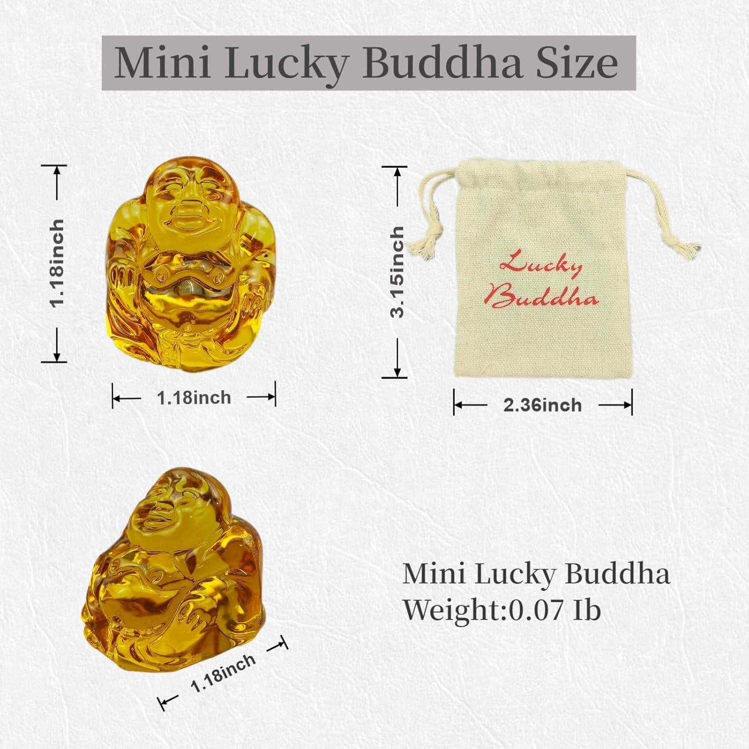 4 Pcs Mini Lucky Buddha Statue Set - Glossy Zen Decor for Office Desk, Feng Shui Wealth and Serenity Indoor(1.18’’)