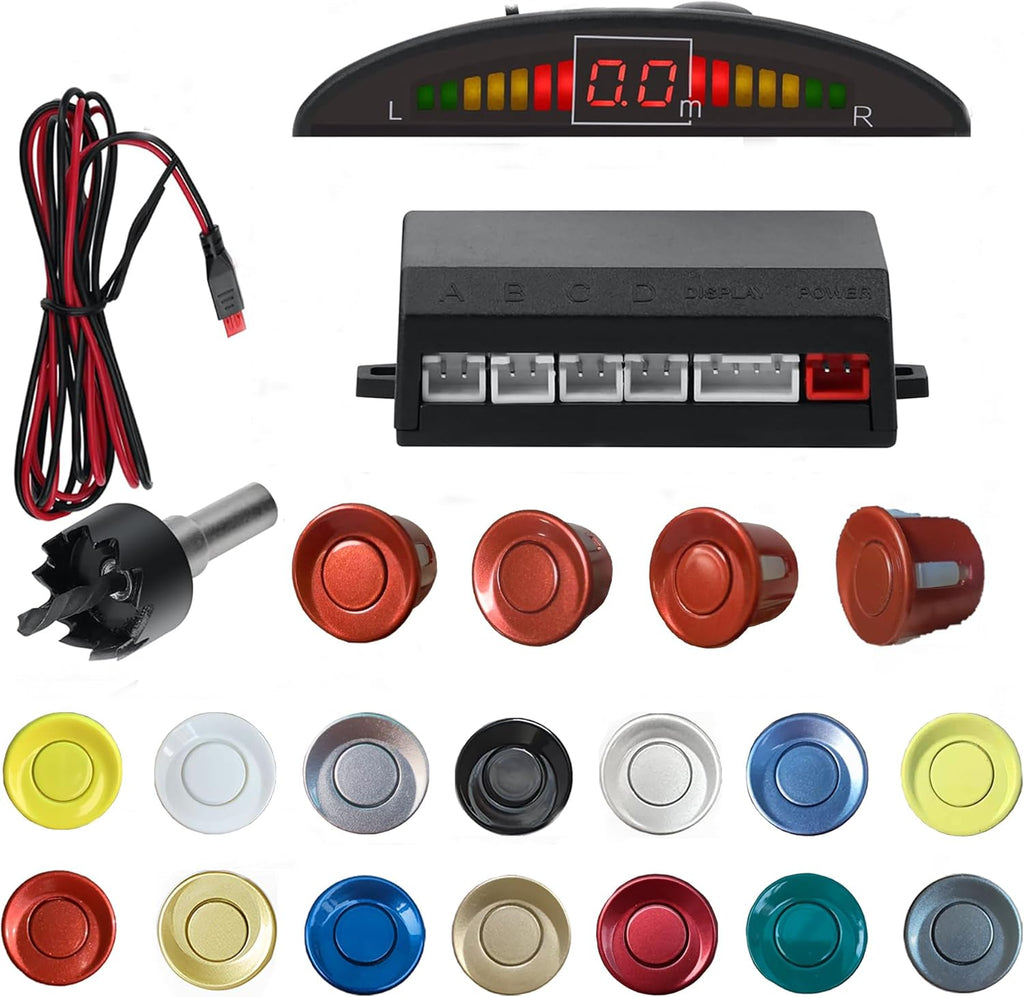 Parking Sensor Kit Backup Sensor Kit Reverse Sensor for Car 18 Color Options for Probes Adjustable Alarm Volume Professional Sensore de Reversa para Carro Safe Driving Assistant(red)