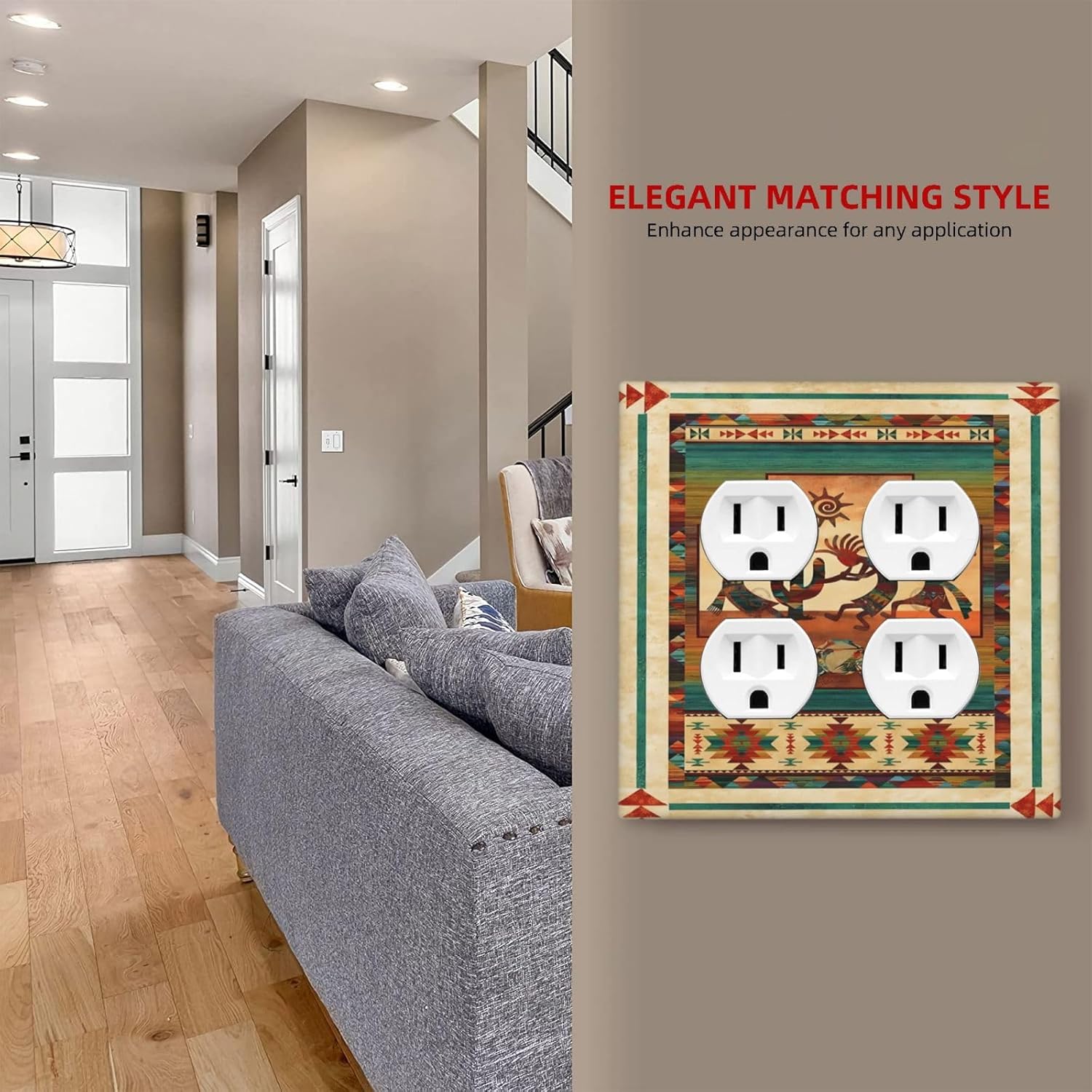 Decorative Outlet Covers Native American African Afro 2 Gang Wall Plate Double Duplex Light Switch Cover Switch Plate Covers Faceplate for Home Bedroom Decor