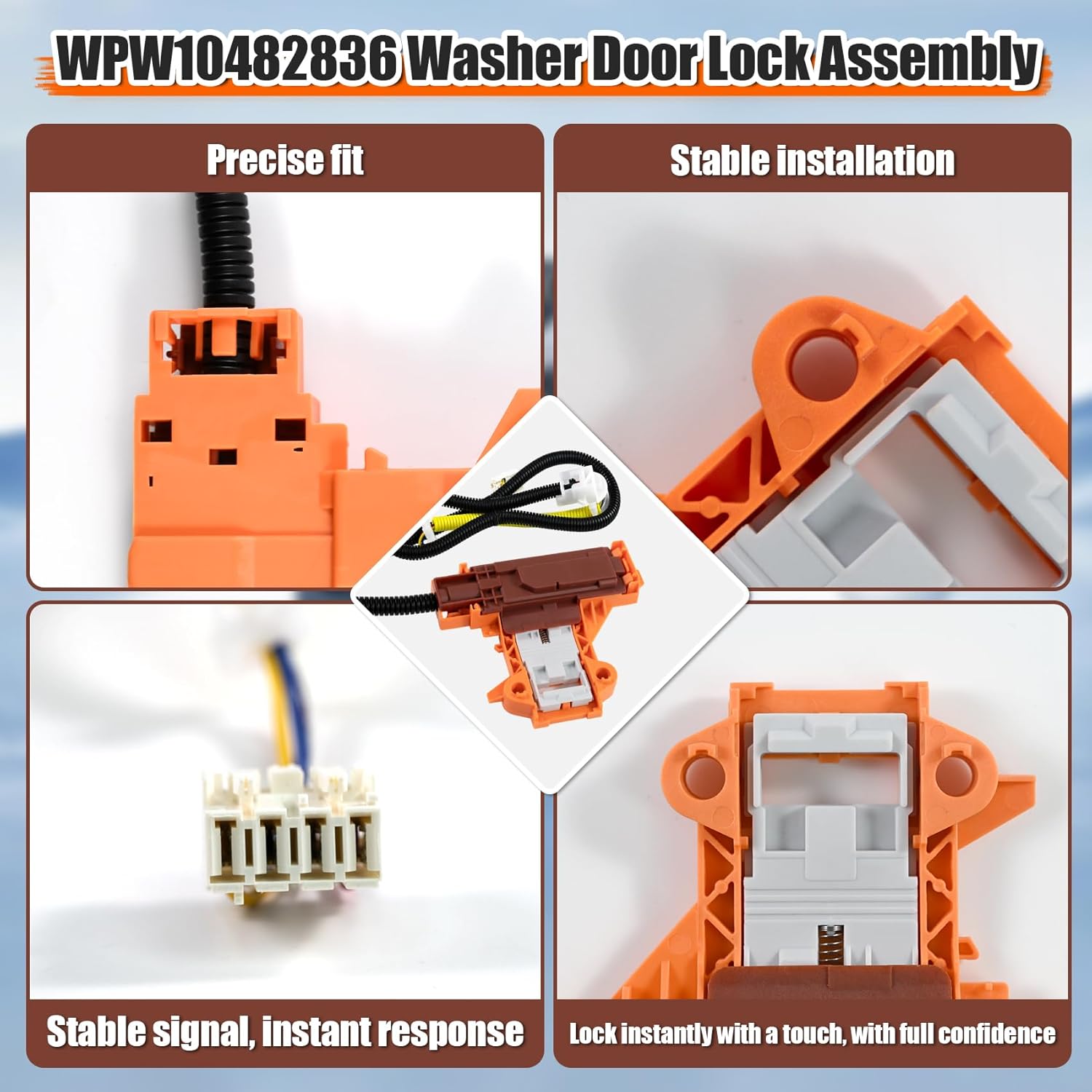 Upgraded WPW10482836 W10482836 Door Lock Assembly for Washing Machine,Replaces 1873013 AP6017583. Fit for CAE2745FQ0 CAE2765FQ0 MAT20CSAWW0 MAT20MNAWW0