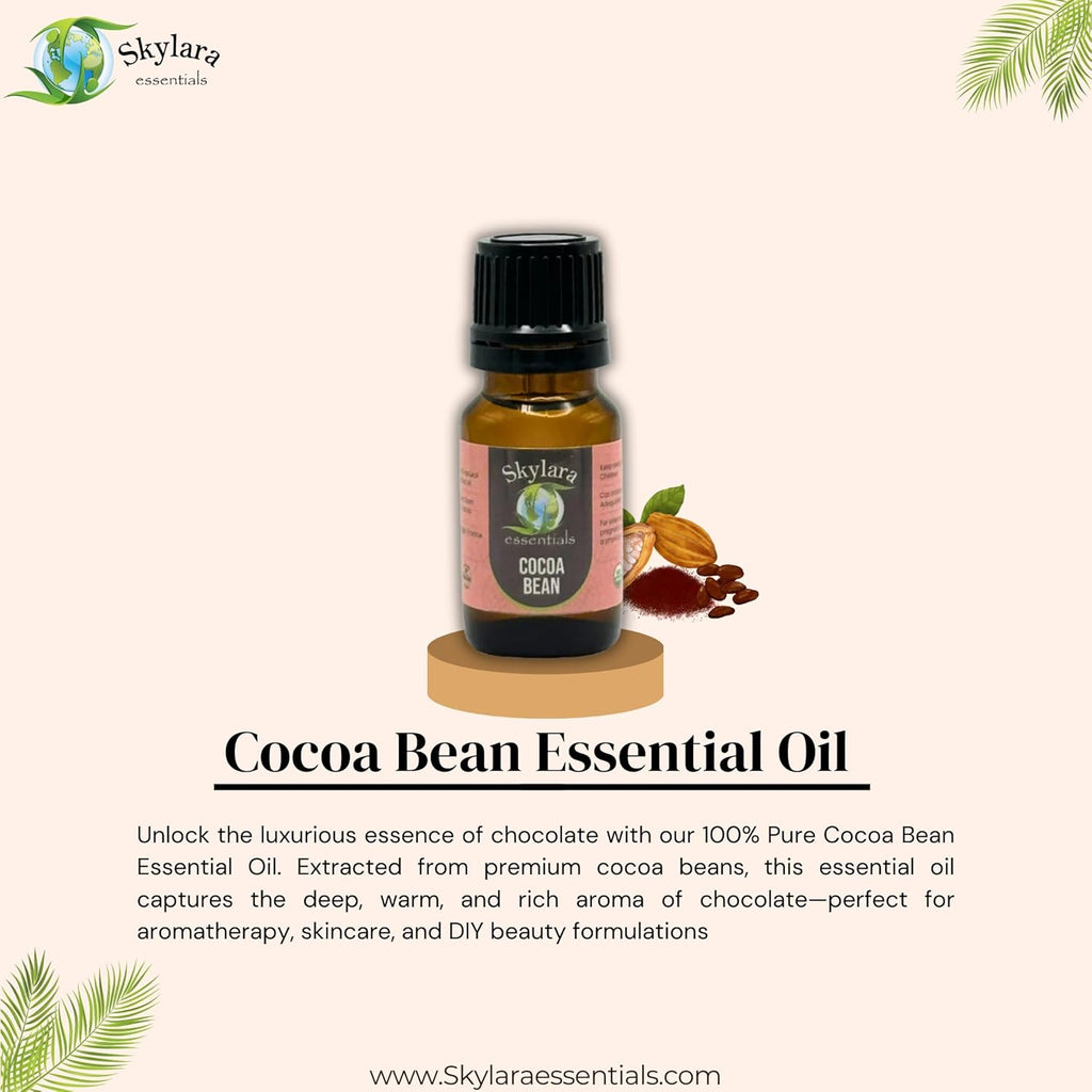 Organic Cocoa Bean Essential Oil (Chocolate) - Pure, Aromatic, and Rich | Natural Chocolate Scent for Aromatherapy (10ml)