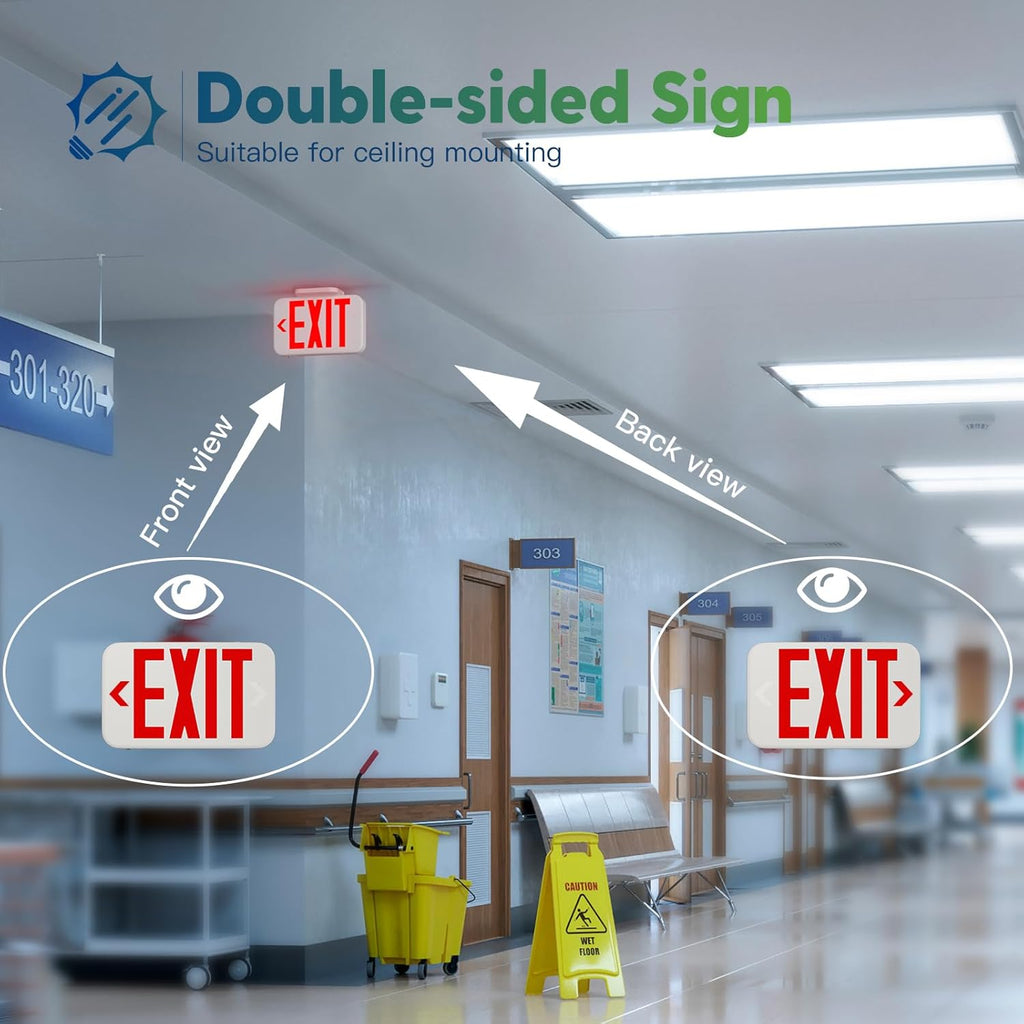 FREELICHT 12 Pack Red Double-Sided LED Exit Sign with Battery Backup, Exit Sign for Business,Easy To Install, UL Certified, AC 120/277V