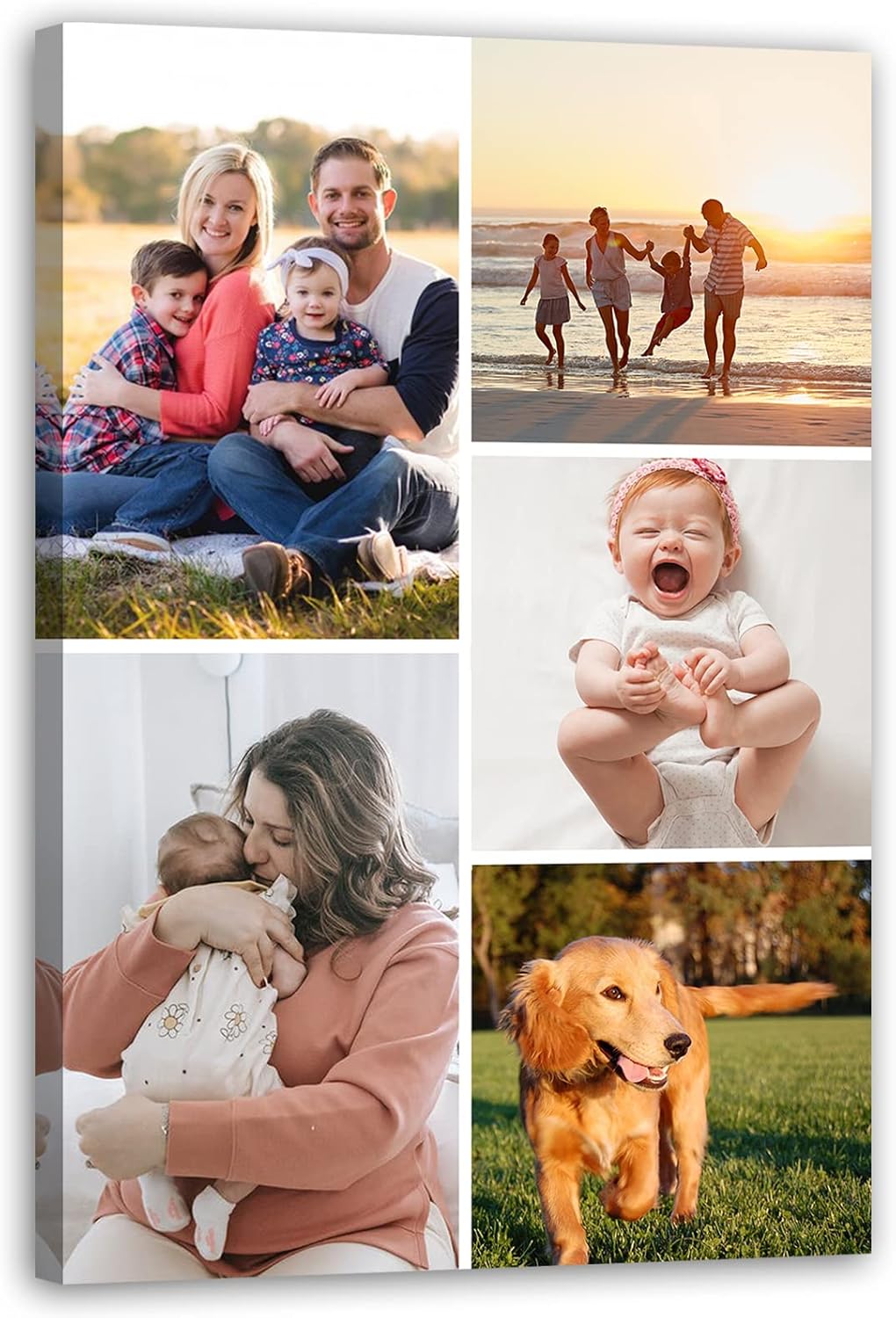 Collage Canvas Prints with Your Photos Personalized Multi Pictures for Wall Custom Family Wedding Baby Pet Dog Photo to Canvas Customized Gifts Home Wall Decor (Collage Photo-6, Framed)