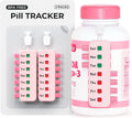 Pill Reminder for Easy Tracking Without Refills, Reusable Pill Tracker for Vairous Bottles, Arthritis-Friendly & Anti-Slide Medication Tracker, Compact Medicine Reminder for Pet Meds, Pink, 2-Pack