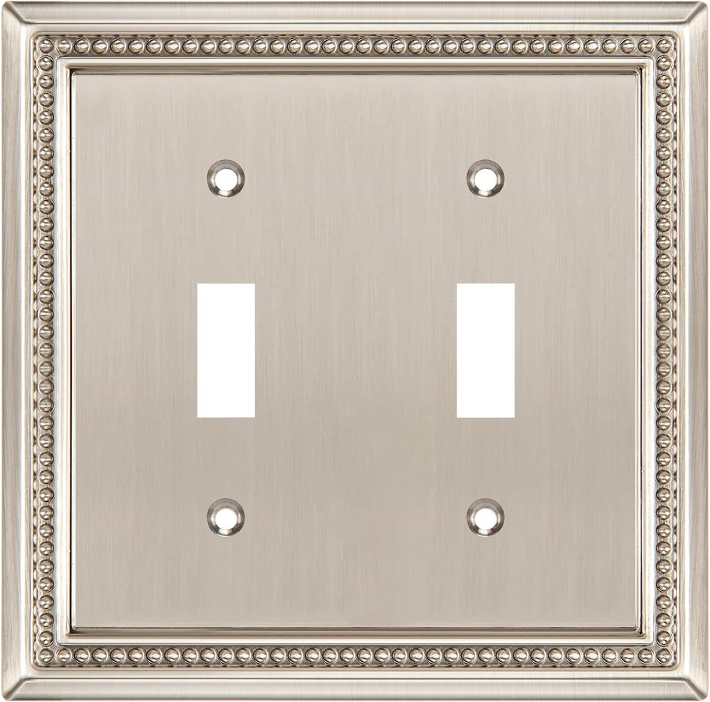 Henne Bery Sunken Pearls Heavy Duty Decorative Wall Plate Switch Plate Outlet Cover (Double Toggle, Satin Nickel)
