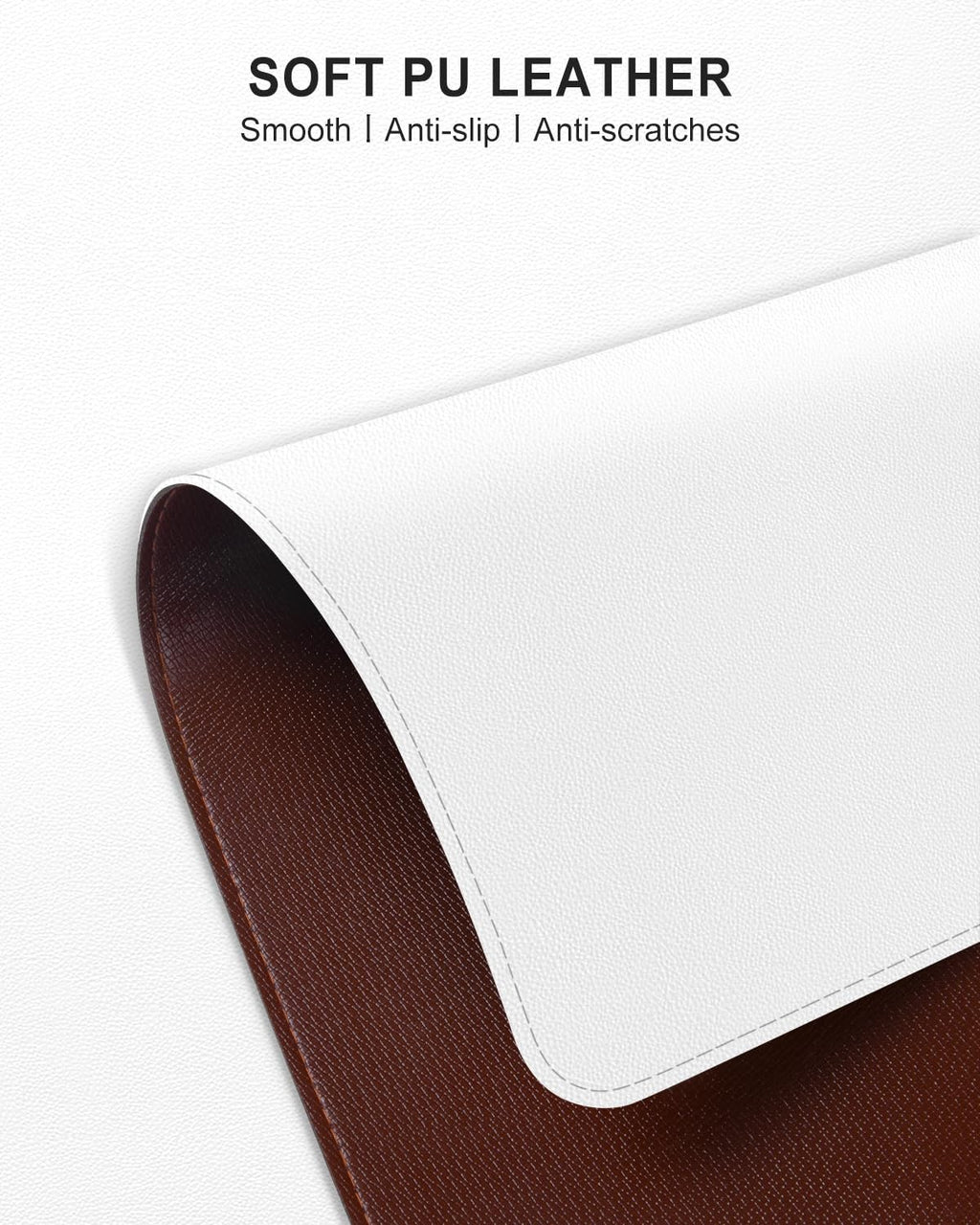 Heated Desk Pad, 23.6" x 14.2" Leather Non-Slip Warm Desk Pad, Large Mouse Mat with 3 Levels Heating & 3 Hours Auto Shut-Off, Hand and Foot Warmer for Office, Home, White
