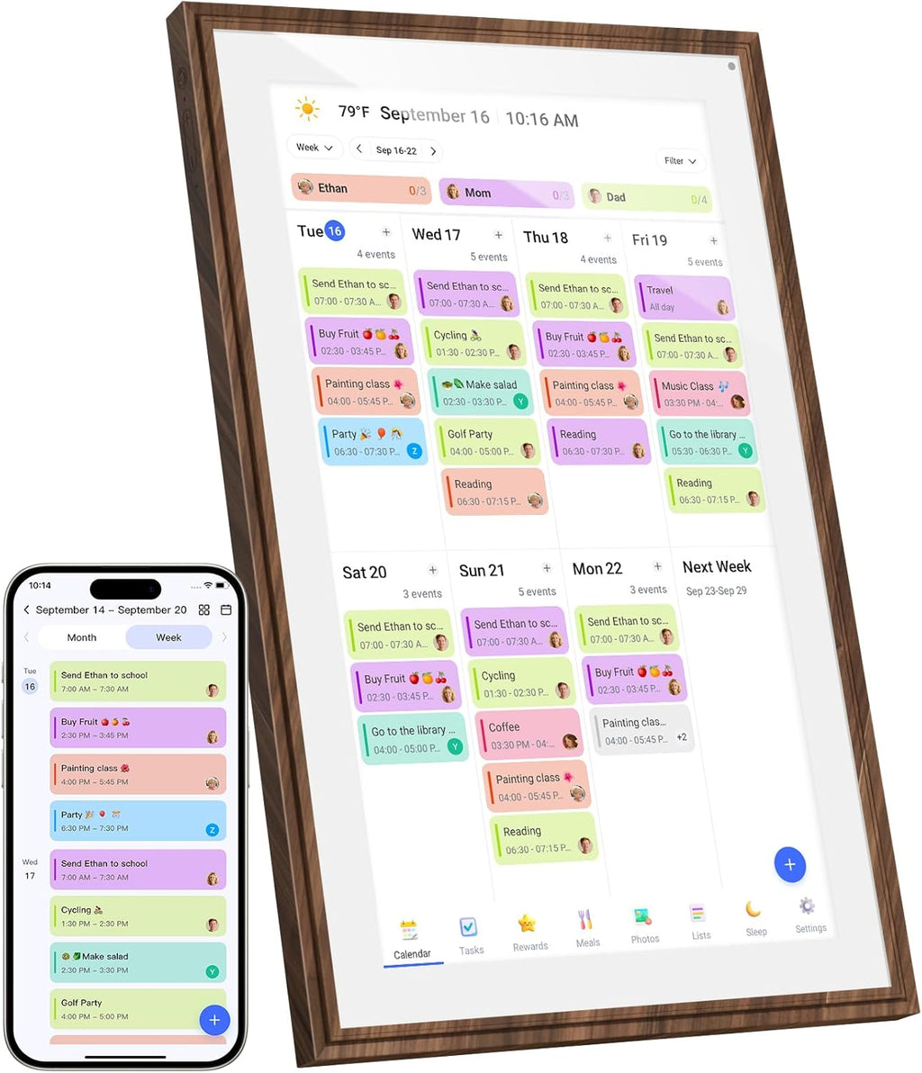 15.6 Inch Digital Calendar Chore Chart with Touchscreen - Full HD Interactive Display, Wall & Desk Mountable Family Planner, to-Do List & Meal Planner, Digital Picture Frame for Gifts for Women Mom