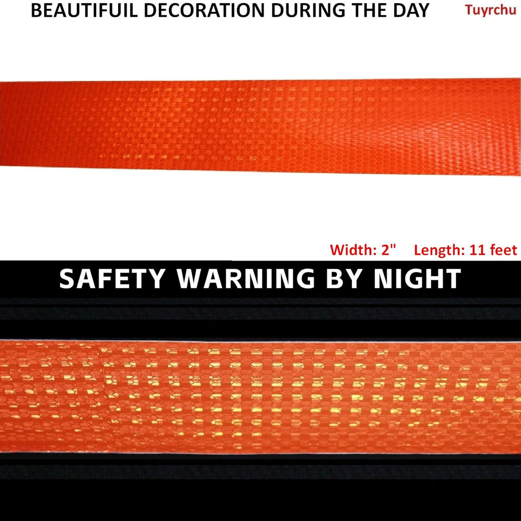 Orange Reflective Tape Outdoor Waterproof 2 inch, High Visibility Industrial Marking Tape, Safety Adhesive Stickers (11 feet)
