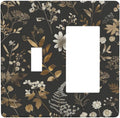 Outlet Covers Black Gold Floral Dark Leaves Vintage Flowers 1 Toggle 1 Rocker Combination Decorative Wall Plate Electrical Switch Plates Light Switch Cover Plate for Bed Room Home Decor