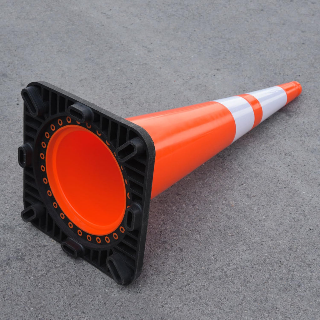 6 Pack Extra Large 36" Inch PVC Traffic Cones with Heavy-Duty Base, High-Visibility All-Weather Safety Cones for Road Construction, Parking Lot, and Garage Use (6, Orange, 36" Extra Large)