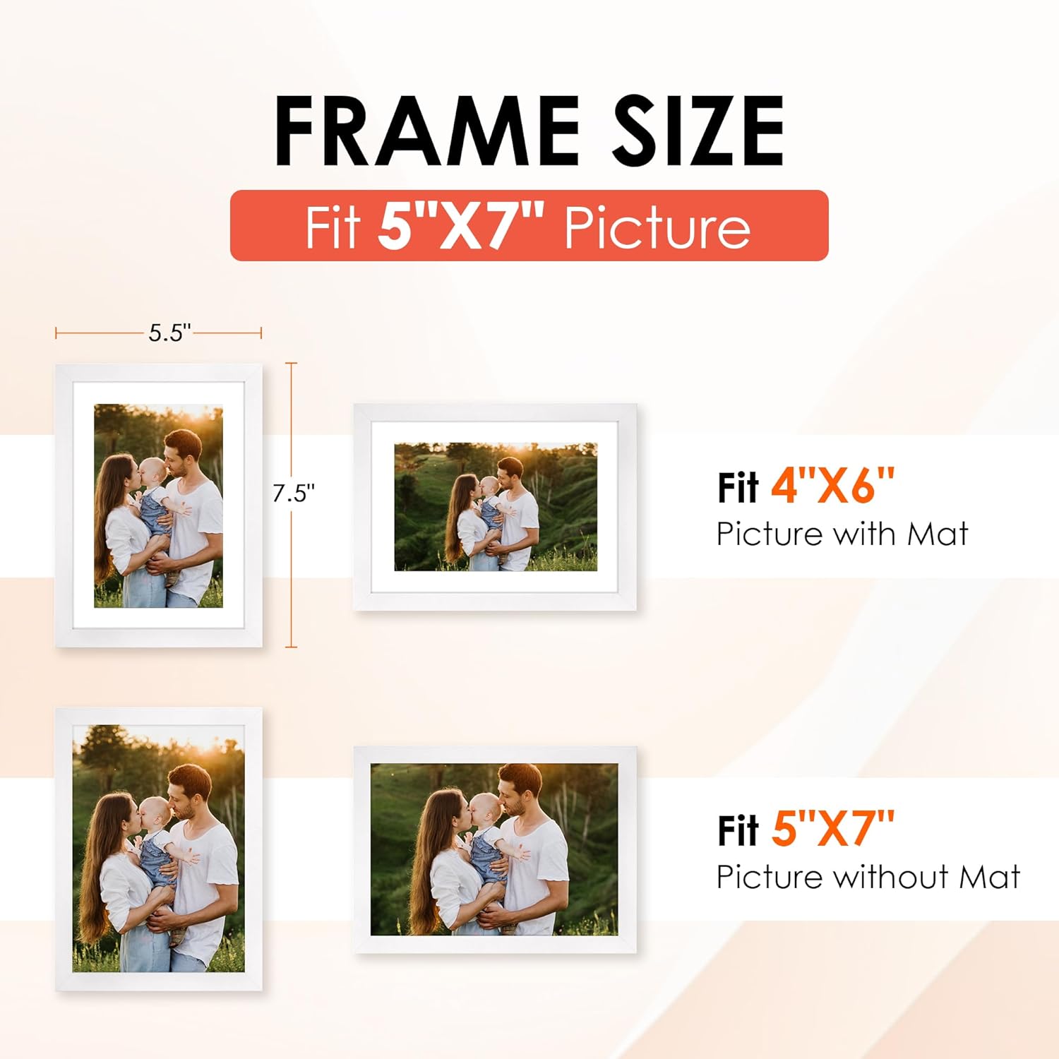 FIXSMITH 5x7 Picture Frame Set of 10, White Photo Frames Bulk with HD Plexiglass, Display Pictures 4x6 with Mat or 5x7 Without Mat, Multi Picture Frames Collage for Tabletop or Wall Display