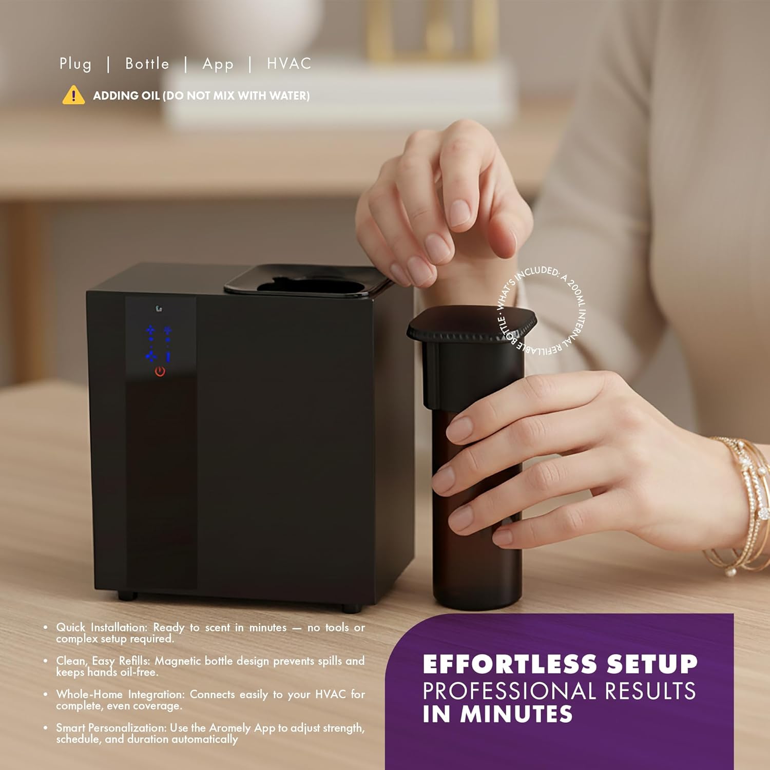 Smart Bluetooth HVAC Scent Diffuser - Whole Home & Commercial Aroma System, Waterless Aromatherapy, Ideal for Whole House and Office Scenting, App Controlled Perfect Aroma Diffuser Up to 1,800 SQFT