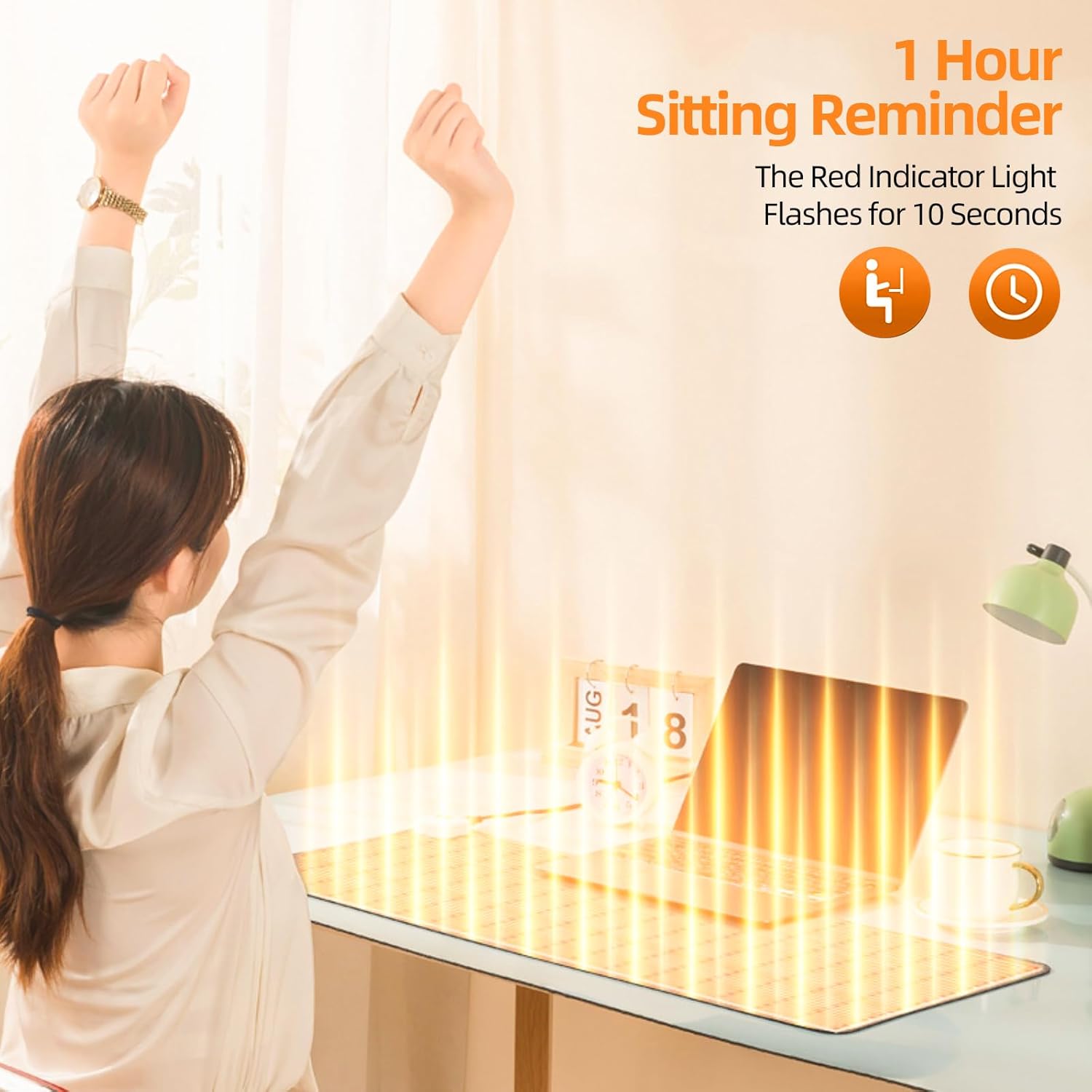 Heated Desk Pad Mouse Pad - Heated Desk Mat - Warm Desk Pad - 3 Levels Heating & 4 Hours Auto Shut-Off, PU Leather Mouse Pad - 31.5 x 13 inch (Medium Grey)
