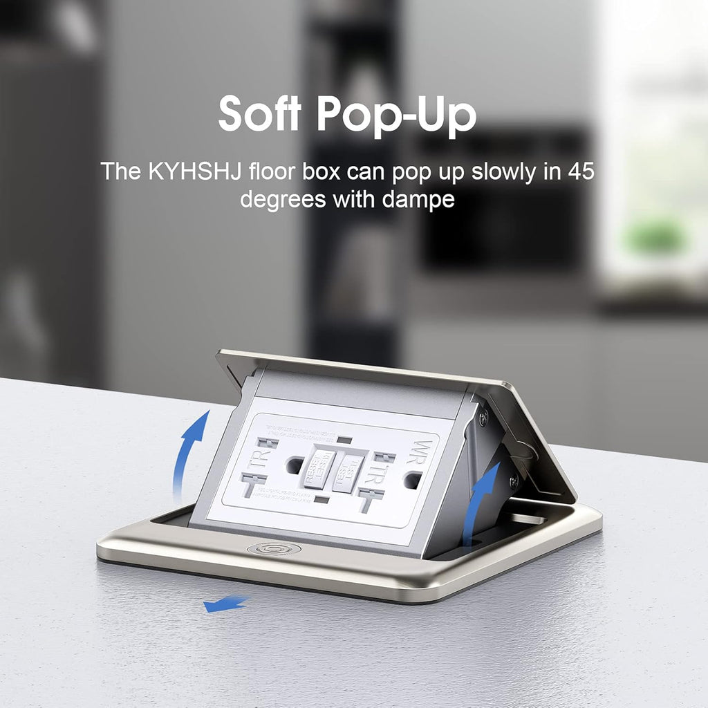 KYHSHJ Pop Up Floor Electrical Outlet with 20 Amp Stainless Steel GFCI Tamper Receptacle Outlet, Corrosive Resistant Hardware，ETL Listed，(Stainless Steel Color)