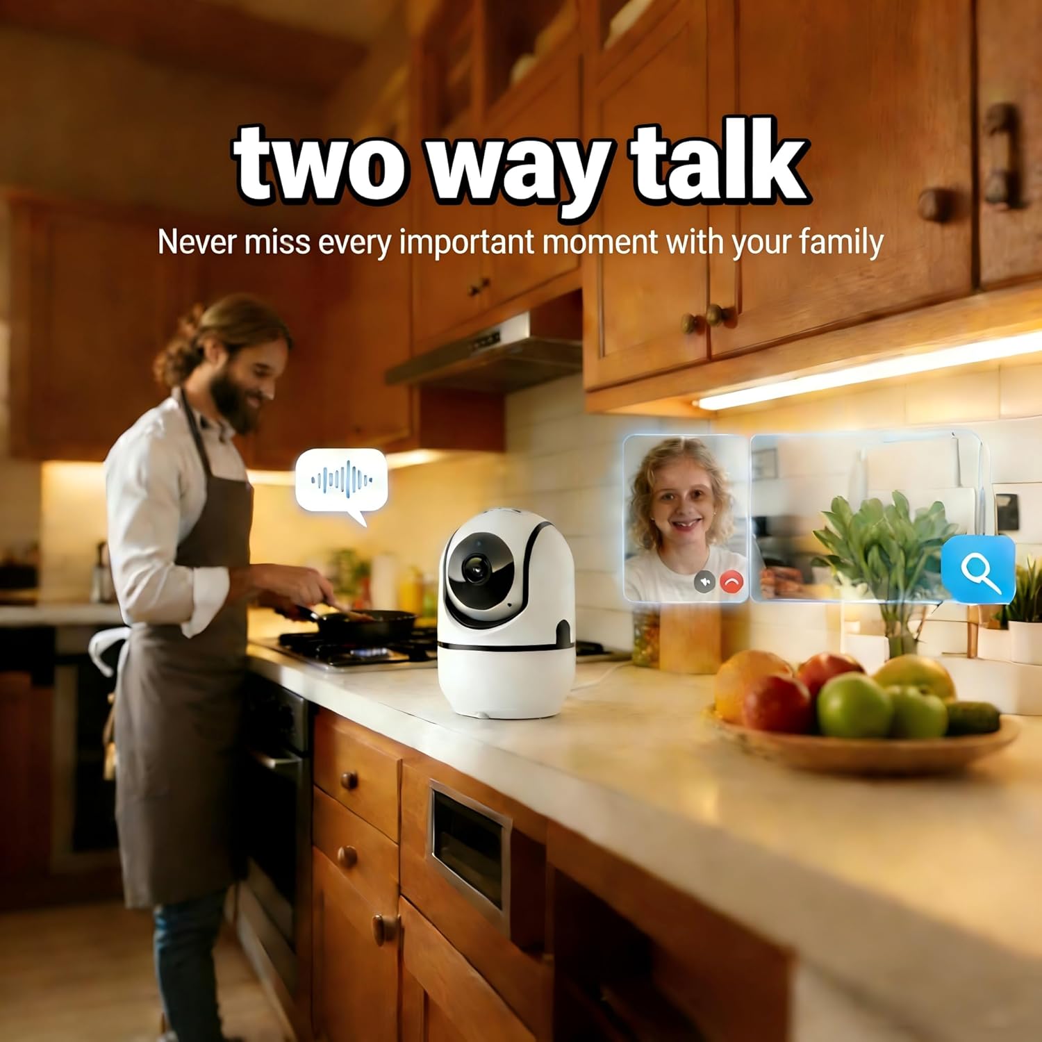 Indoor Security Camera, Indoor Camera for Home Security, WiFi Home Camera with 360° Pan Tilt, AI Motion Detection, Two-Way Audio, Night Vision for Baby, Pet, Elderly Monitoring