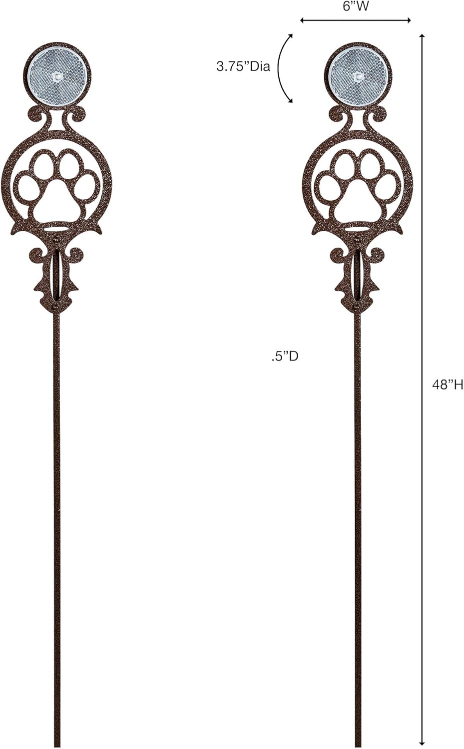 Touch of Class Pathways Reflective Driveway Marker Stake Set of Two for Outdoor Use | Paw Print Design | Personalized Tall Reflector Set of 2 | Weathered Bronze Durable Finish